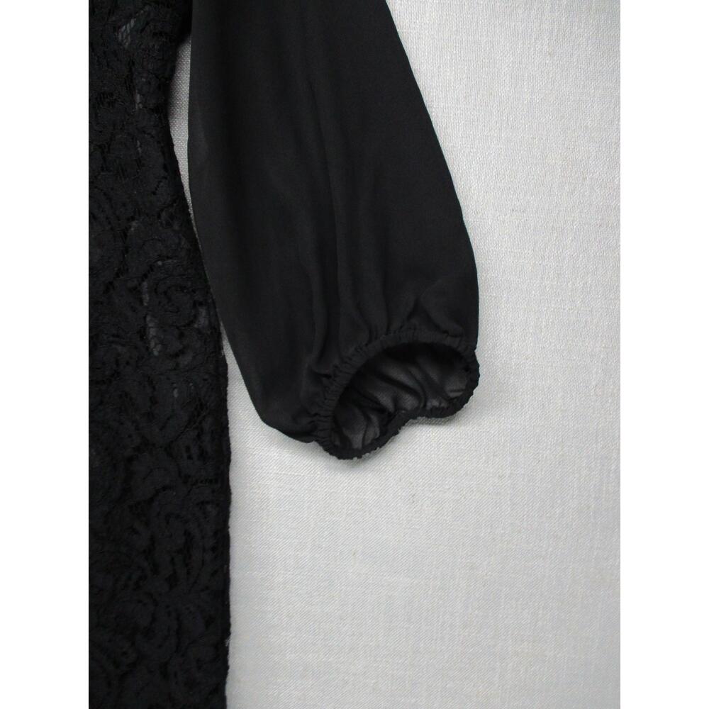 Adrianna Papell Black Elegant Lace Overlay Classic Cocktail Shift Dress Size 12 - Picture 14 of 16